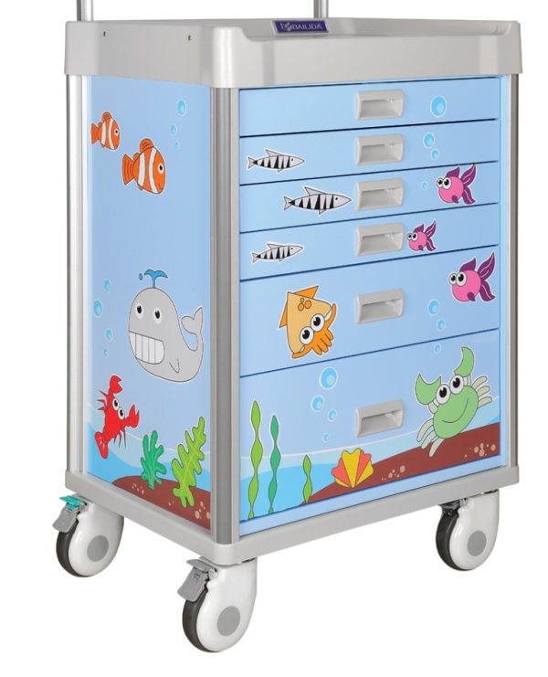 BAILIDA Paediatric Cart with sea scene design